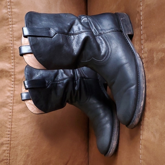 Frye Shoes Mens Frye Duke Roper Boots In Black Leather Made In